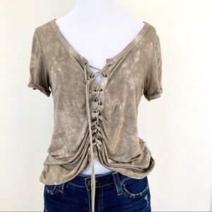 AE tie die lace up soft tee